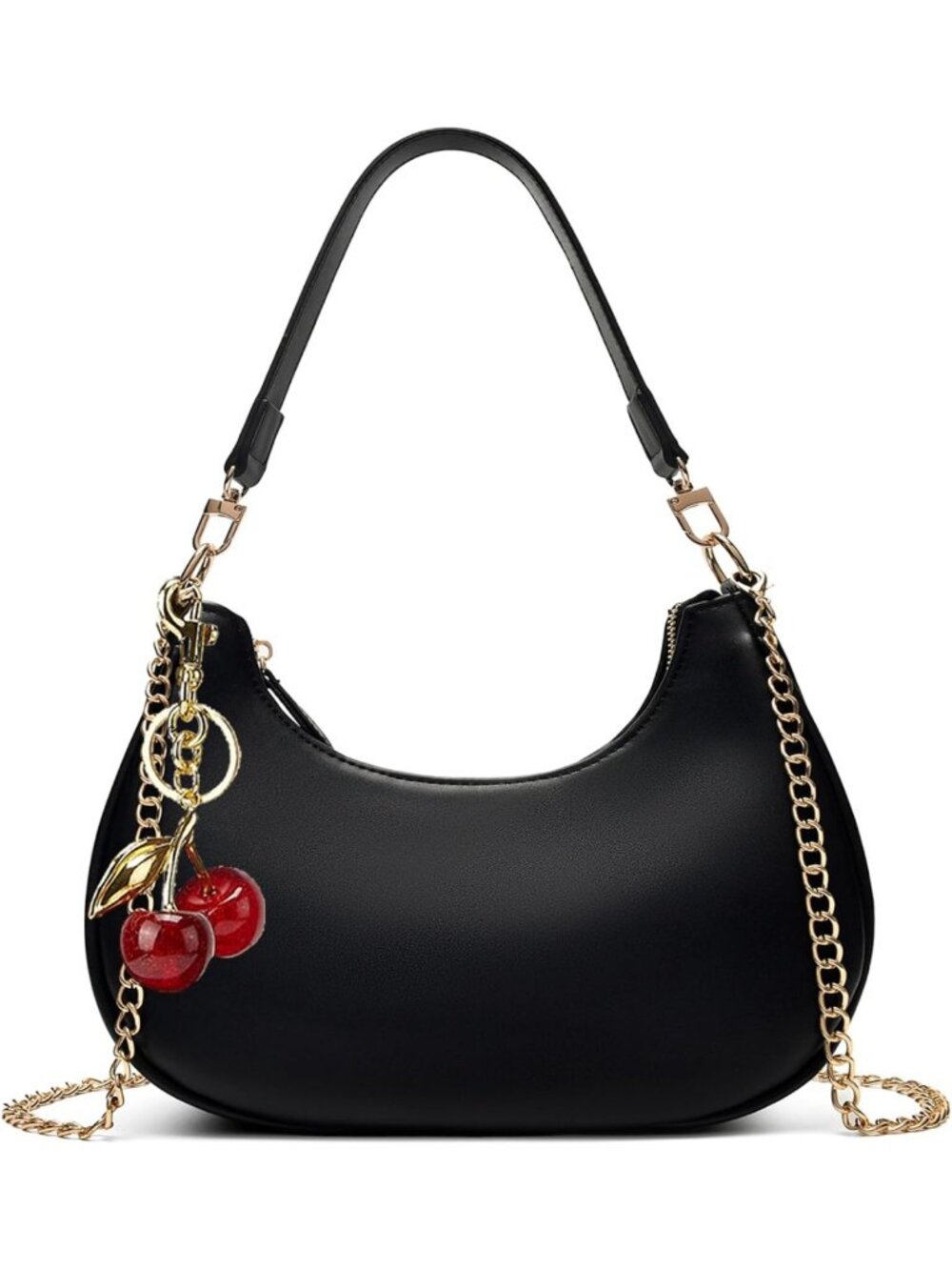 Chic Black Hobo Bag for Women - Cute Retro Clutch & Underarm Handbag, Removable